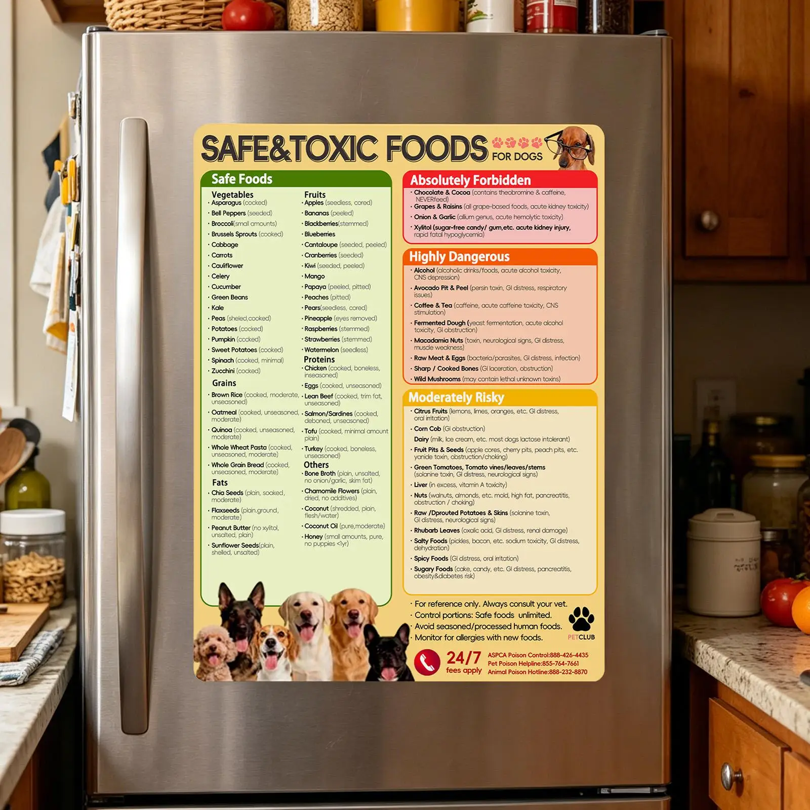 Pet Meal Prep Prompt Refrigerator Sticker Food Safety Guide Magnet Durable Adhesive Fridge Ornament For  Pet Feeding Arrangement