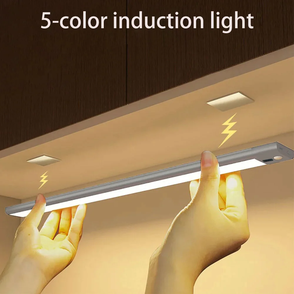 

5-colors LED Motion Sensor Light USB Rechargeable Night Lamp Cabinet Wardrobe Lamp Under Backlight For Kitchen Lighting lamp