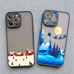 Merry Christmas Tree Snow Scene Phone Case for iPhone 14 16 15 Pro Max 13 12 Mini 11 Pro Max XS XR X 7 8 plus Shockproof Cover