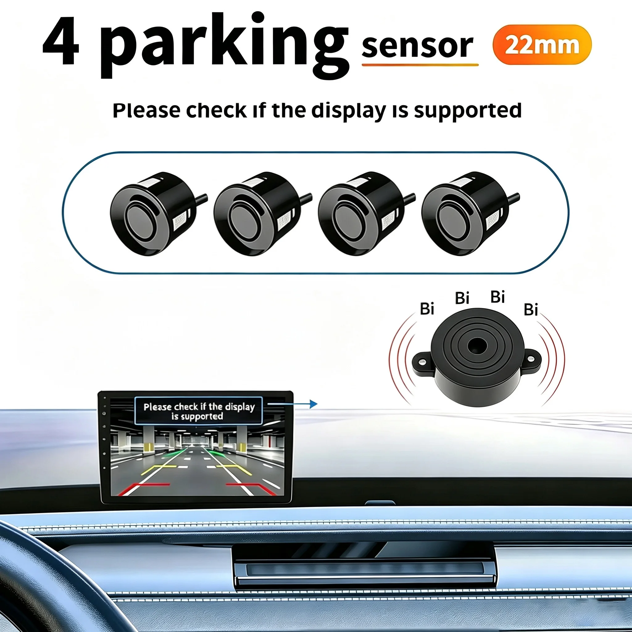 Parking Sensor Kit Compatible Display Car security Systems Radar Detectors Backlight Parktronic Backup Monitor 4 Parking Sensors