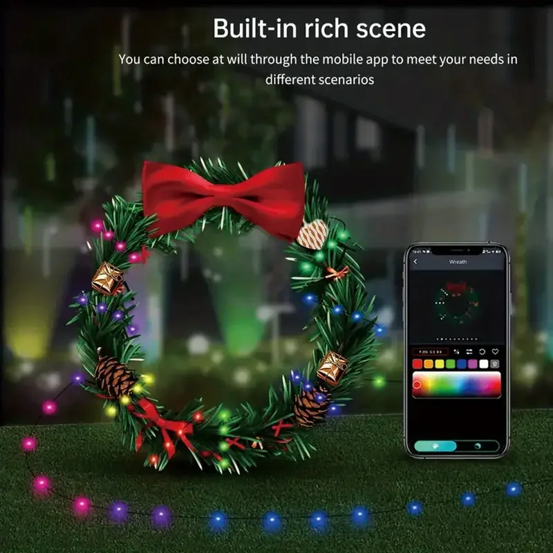 Lampki choinkowe LED String Light Bluetooth APP USB Smart Garland Fairy Festoon Home Bedroom Party Decor Remote Control RGBIC