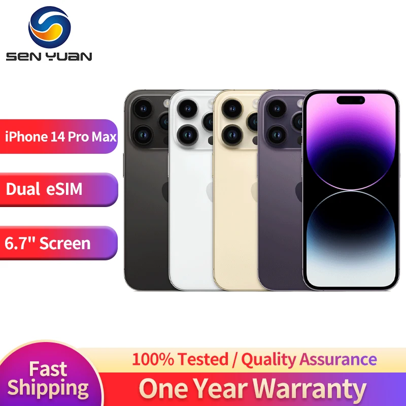 هاتف Apple iPhone 14 Pro Max الأصلي مقاس 6.7 بوصة مع معرف الوجه المزدوج es NFC 128/256/512GB ROM 6GB RAM IOS A16 48MP Retina OLED Unlocke