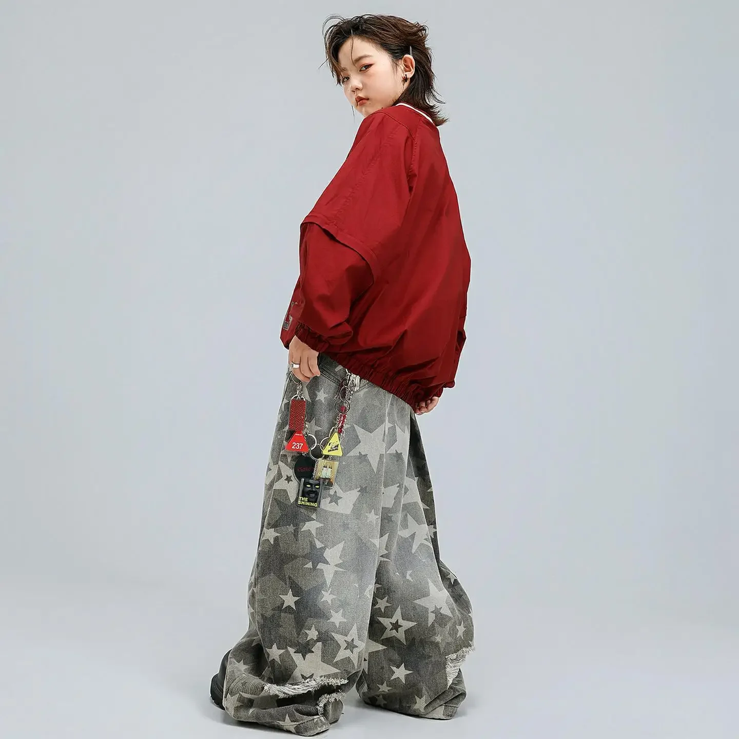 Kinder-Streetdance-Kostümset, Jungen-Amerikanisches Hip-Hop-Outfit, Mädchen-Jazz-Tanzkleidung, Kinder-Aufführungsbühnen- und Laufsteg-Wettbewerbskleidung – Detail 2