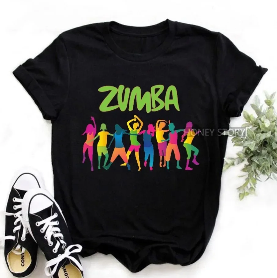 Zunba Dance Short Sleeve T-shirt Crew Neck Design For Men Women Performance Wear Casual Comfortable Athletic Fitness Top