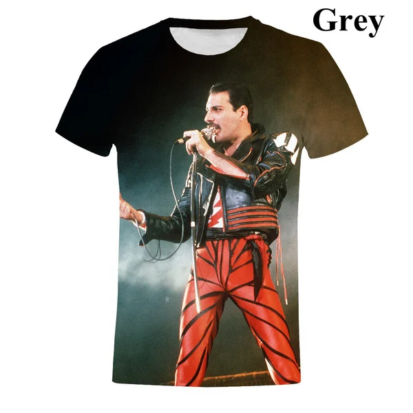 Fashion Men and Women 3D Printing Short-sleeved QUEEN Bohemian Rhapsody Movie Freddie Mercury Rock Music Singer T-shirt