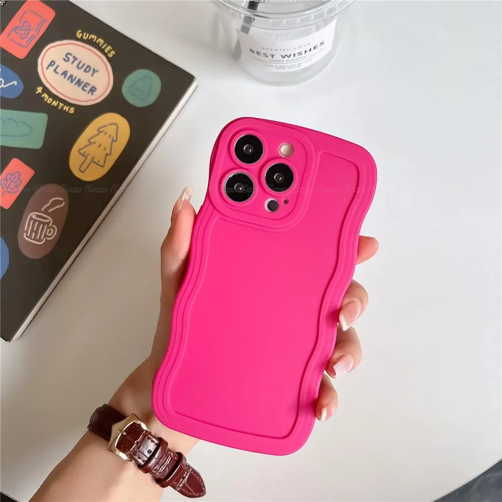 Ultra Slim Soft TPU Solid Color Silicone Phone Case For Xiaomi Poco F5 X5 M4 F4 X3 F3 M3 X2 F2 X4 GT Pro Curly Wave Back Cover