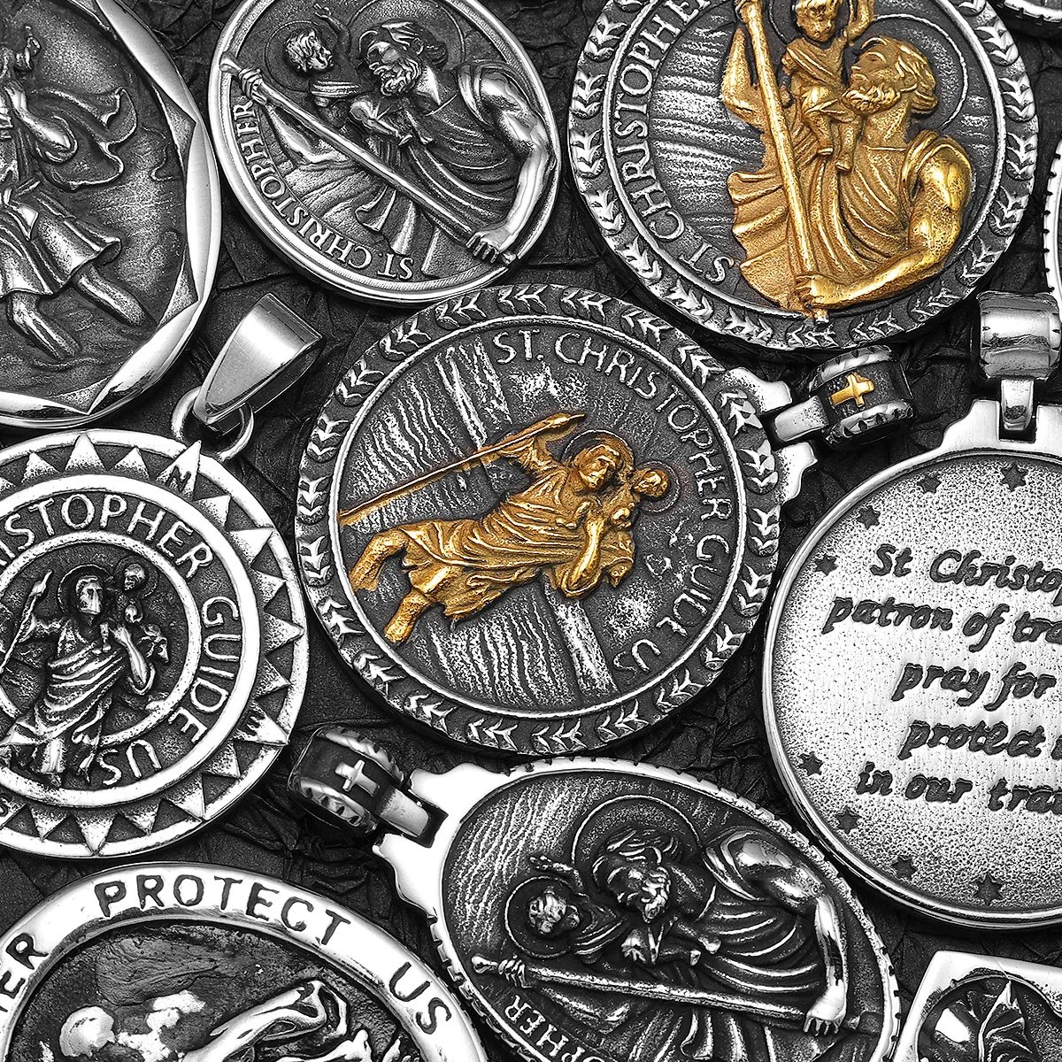 سانت كريستوفر تميمة الفولاذ المقاوم للصدأ الرجال القلائد سلسلة بدلاية فاسق خمر جديد في للنساء هدايا مجوهرات الأزياء بالجملة