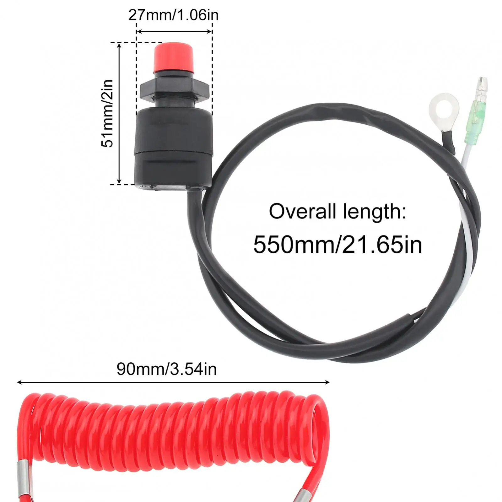 Boat Outboard Engine Lanyard Urgent Stop Switch Fit for Yamaha Honda Tohatsu Watercraft Jet Ski, Motor Exigency Stop Button