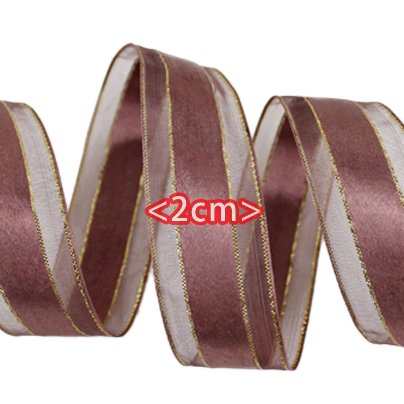 (10yards/roll) 20mm Gold Edge Satin Ribbon High Quality Gift Packaging Ribbon Wedding Gold Ribbons Wholesale