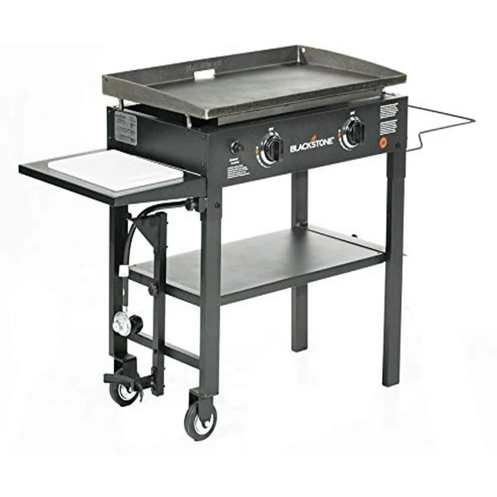 1853 Flat Top Gas Grill 2 Burner Propane Fuelled Rear Grease Management System 28” Outdoor Griddle Station for Camping