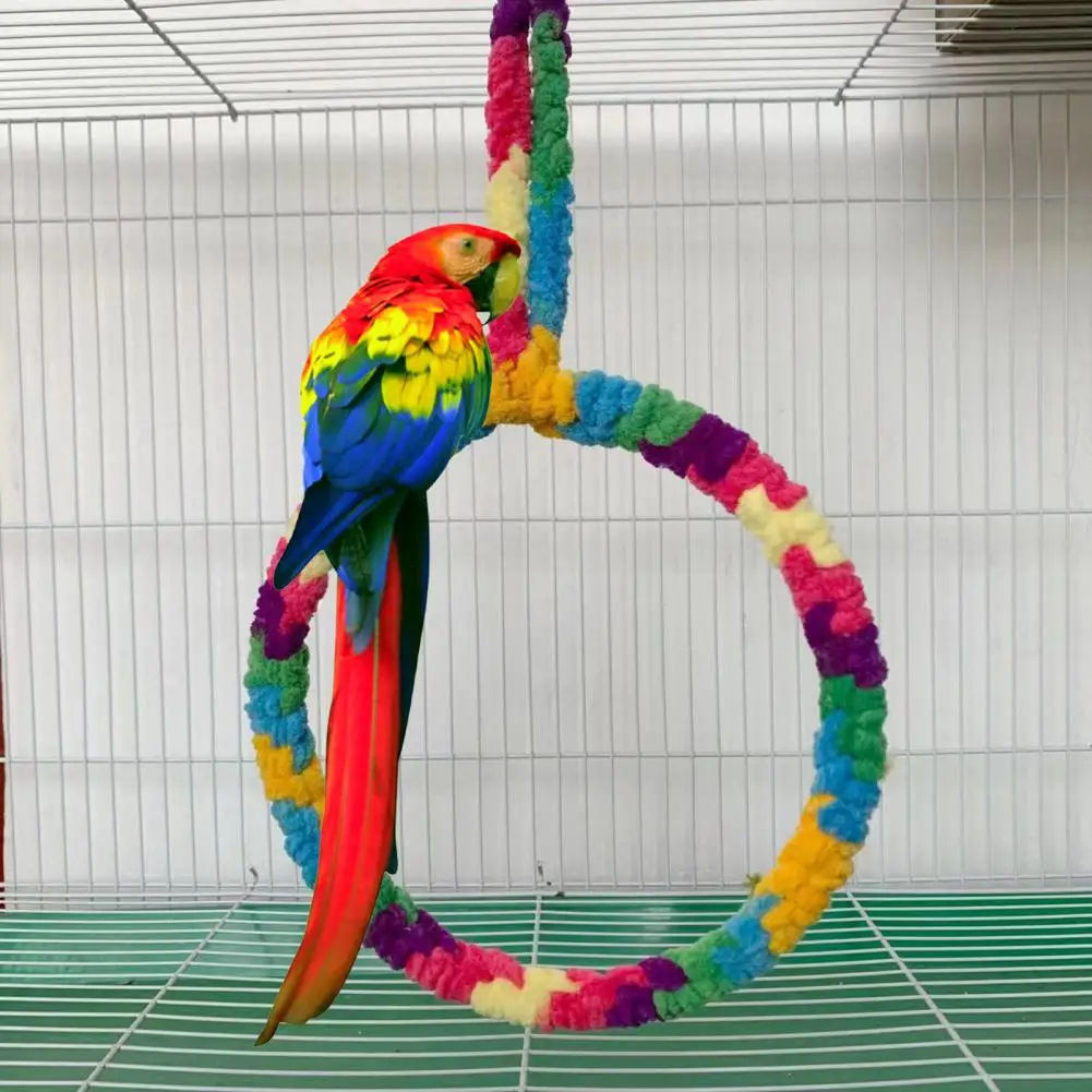 Parrot Ring Parrot Cage Swing Toy Pet Supplies Hand-woven Hook Design Relieve Boredom Plush Bird