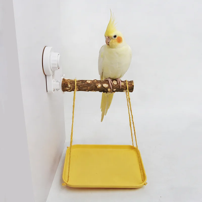 Parrot Stand with Suction Cup Molar Claw Wood Mill Mouth Stand with Joint Dung Disc Adsorption window Car Habitat for Bird - view 3