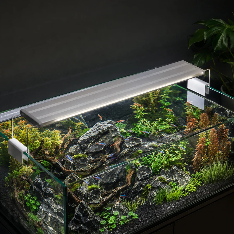 USB-Aquarium-Clipleuchte, dimmbar, farbwechselnd, LED-Aquariumbeleuchtung für Wasserpflanzen, Landschaftsgestaltung und Dekoration mit Timer-Funktion – Detail 4