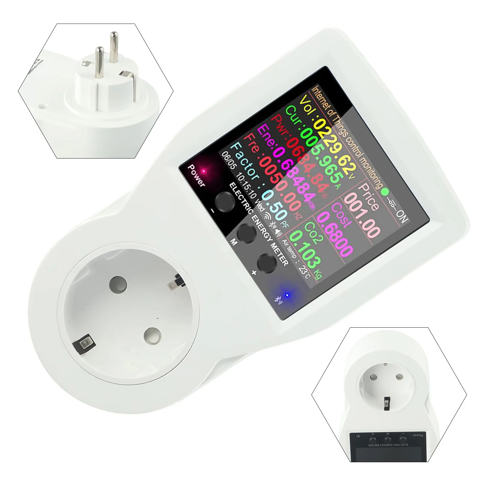 AC Power Meter Digital Wattmeter WiFi Version Measuring Current up to 10A Measures Energy Consumption up to 1999kWh