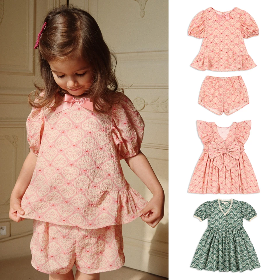 

2025 Girl Outfits Baby Summer Clothes KS Dress Flower Baby Girl Clothes Children's Top And Bottom Clothes Set Children Dresses