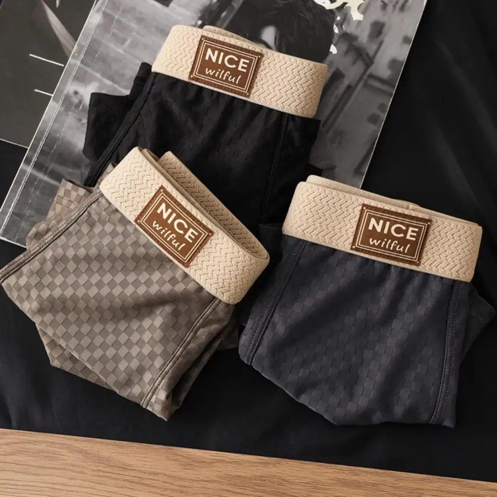 High Quality Brand Men's Boxer Shorts Woven Cotton Classic Plaid Male Underpant Loose Breathable Oversize U-Convex Panties