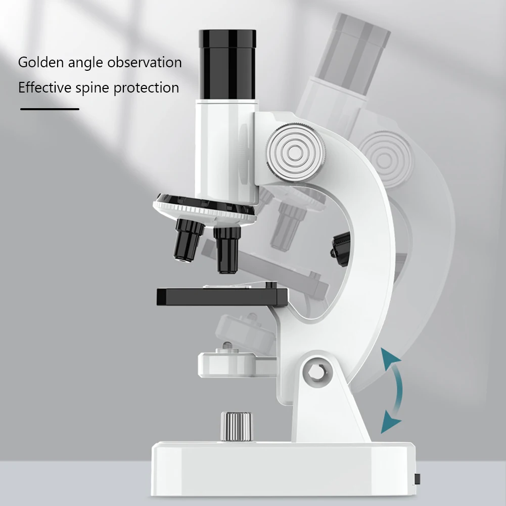 Mikroskop Monokuler LED 200X-4800X dengan Set Slide Mikroskop untuk Siswa Dewasa untuk Pendidikan Rumah Laboratorium Sekolah