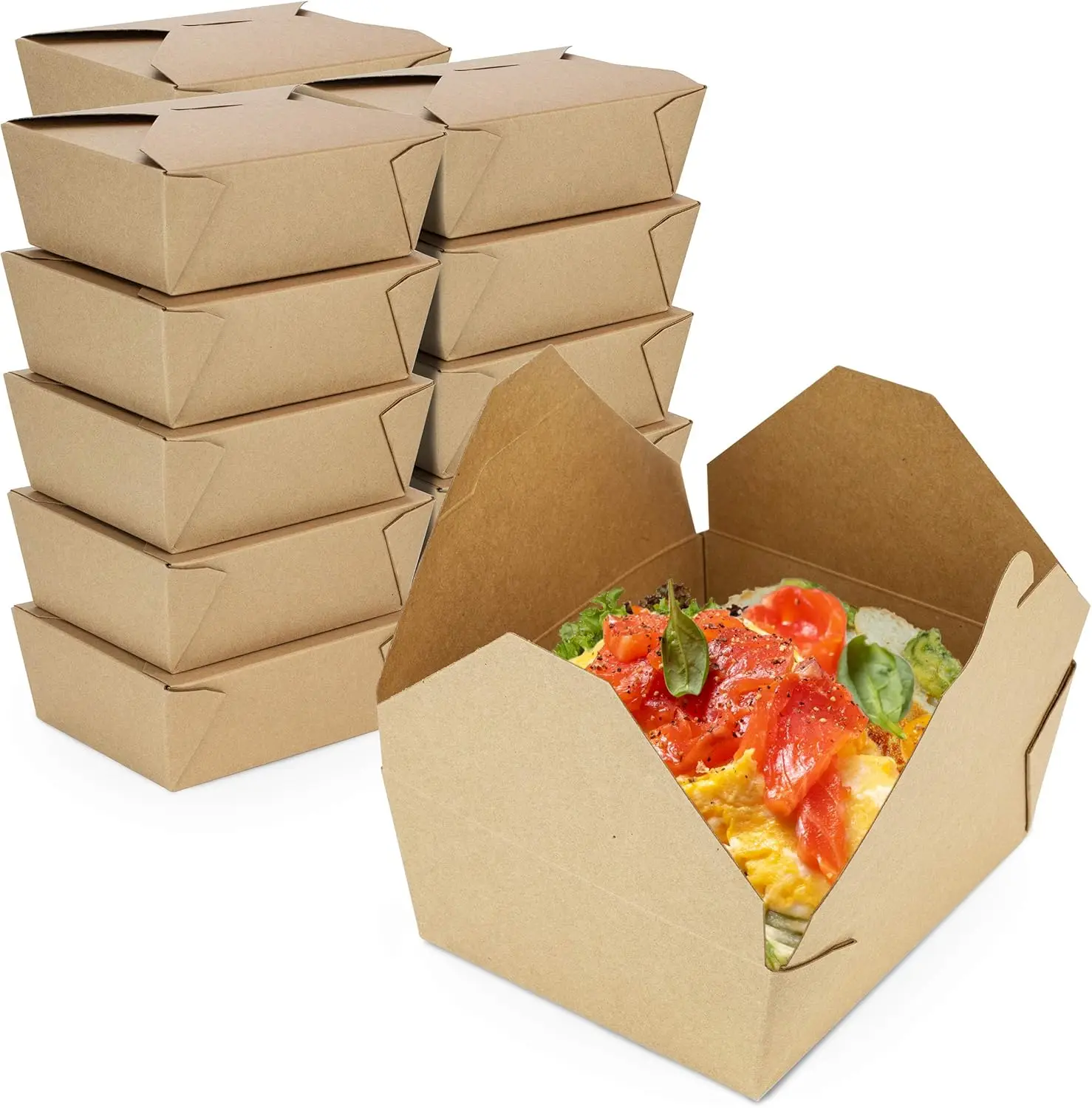 

Disposable Paper Take Out Boxes 48 oz, Leakproof Greaseproof Lunch Containers for Meal Prep, 40 Pack