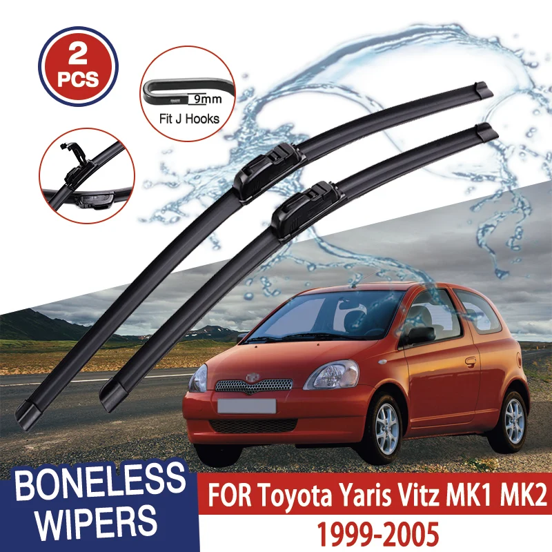 For Toyota Yaris Vitz MK1 MK2  1999-2005 Car Windshield Wiper U-type Soft Rubber Frameless Bracketless Car Wipers 21