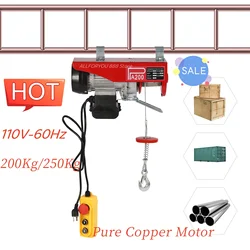 200KG/250KG Electric Hoist Winch Crane Overhead With Remote Control And 6m/20ft(Double Cable) Lifting Height