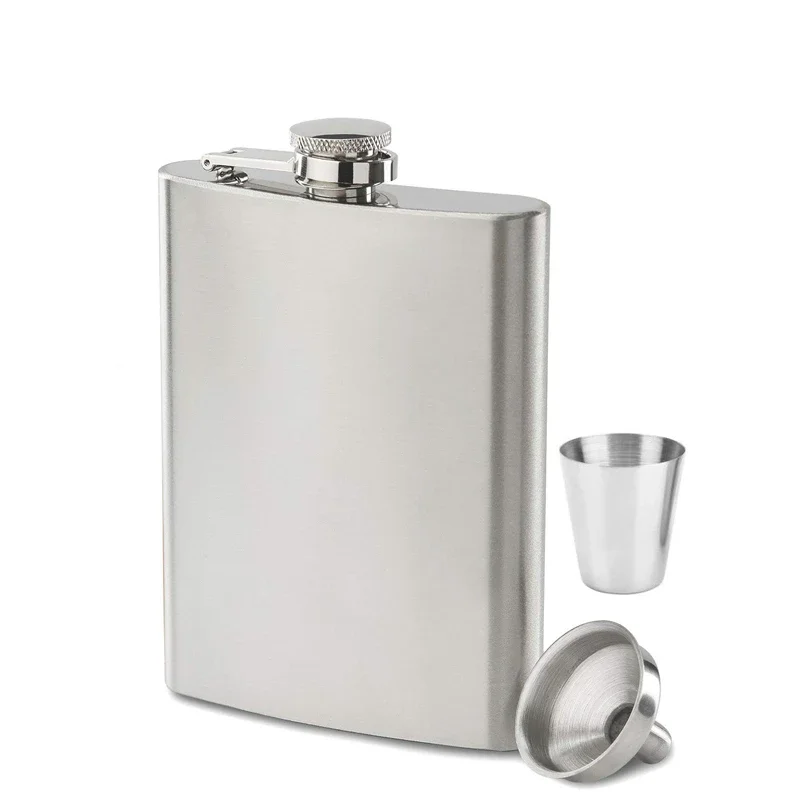 

LMETJMA 7oz Hip Flask Set Stainless Steel Hip Flask With Funnel Drinking Cup Portable Hip Flask for Whiskey Liquor Wine KC0138
