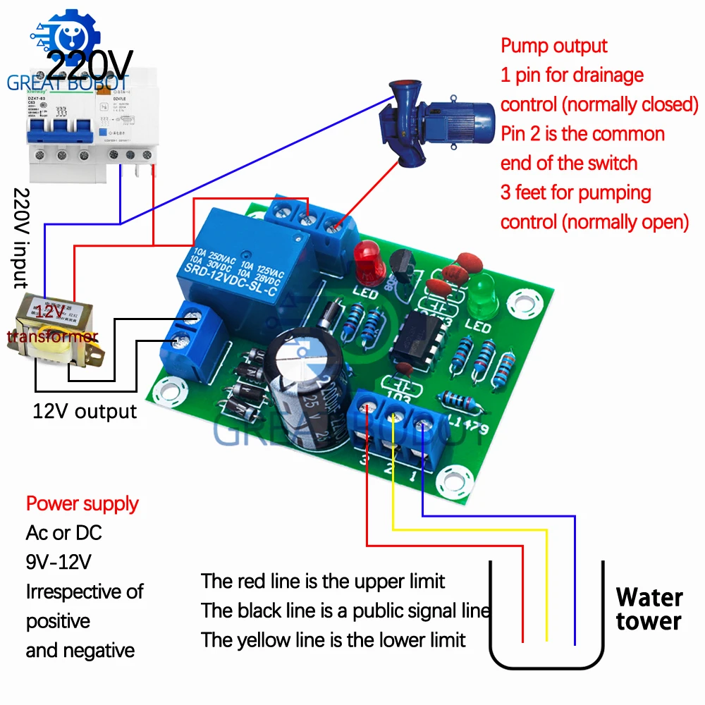 BS Water Level Controller Switch:Liquid Level Sensor Module!Automatically Pumping,Drainage Protection&Controlling Circuit Board