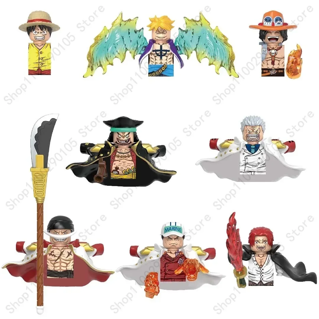 X0353 Ace Luffy Teach Edward Newgate Marco Shanks Sakazuki Garp Anime Figs Bricks Dolls Mini Action Toy Figura Blocks Model Doll