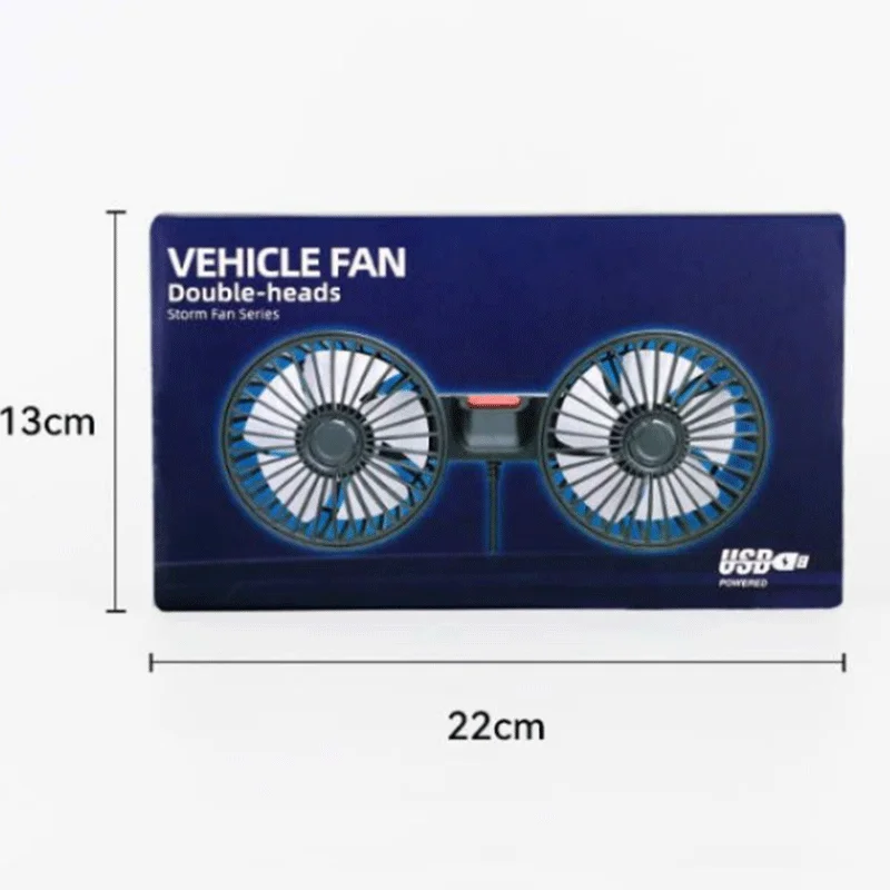 Ventilateur de refroidissement arrière de siège de voiture à 3 vitesses, Charge USB, double tête, Rotation à 360 degrés, refroidisseur de cou pour accessoires de voiture d'été