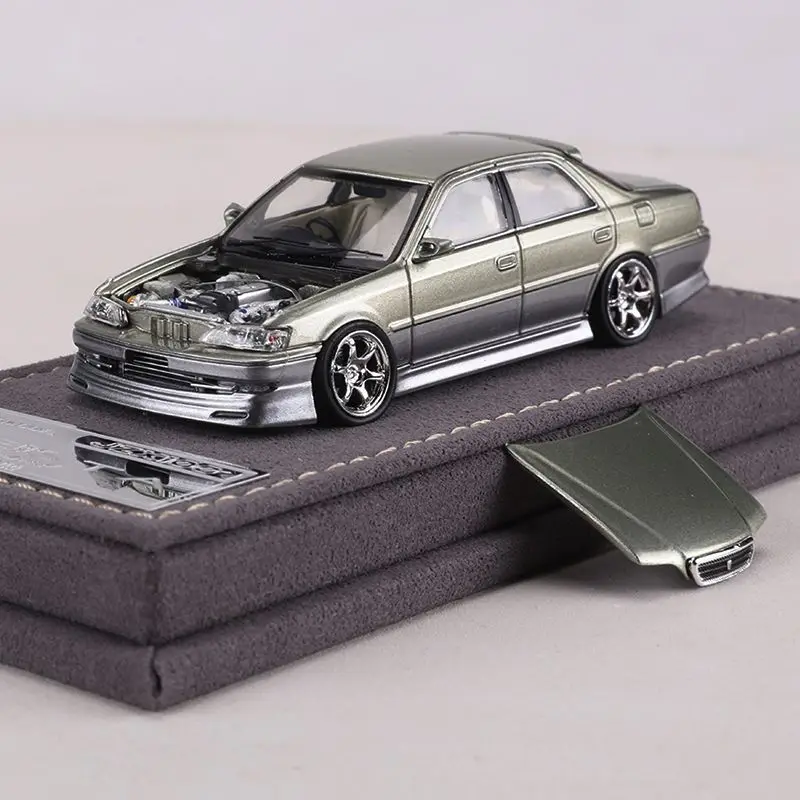 Mortal 1/64 Alloy JDM Sedan Model, Removable Engine Cover Modified Diecast Car, Hobby Collectible Display Toy with Suede Base