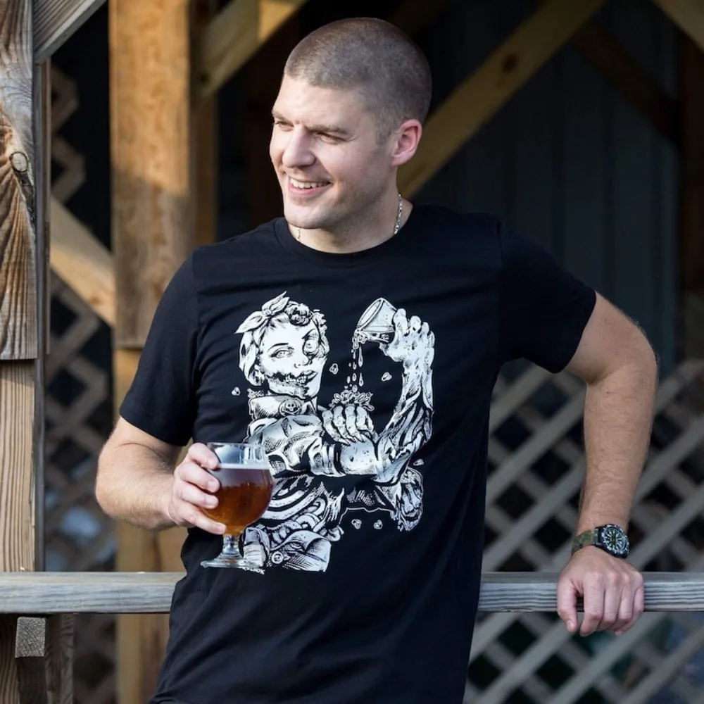 

Рубашка Craft Beer Drinking Zombie Beer Fest Day Drinking Футболка Rosie Riveter Хэллоуин Футболка День мертвых Мужская футболка