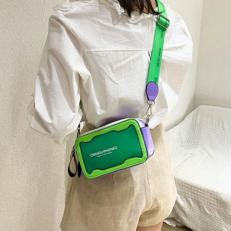 Korean Cute Transparent Jelly Women Shoulder Designer Small Flap Bag Candy Color Clear Pvc Wide Strap Crossbody Messenger Bag