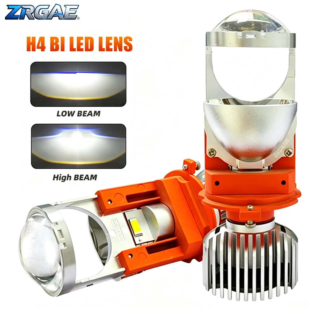 LED H4 Bi Mini LED Projector Lens Car Bulb Headlight Turbo Fan LED Lamp Low Beam 6000K Canbus Plug & Play For Car Motorcycle 12V