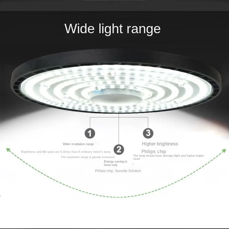 UFO-Luz LED de bahía alta, iluminación Industrial impermeable IP65, para garaje, gimnasio, almacén de fábrica, 100W, 150W, 200W