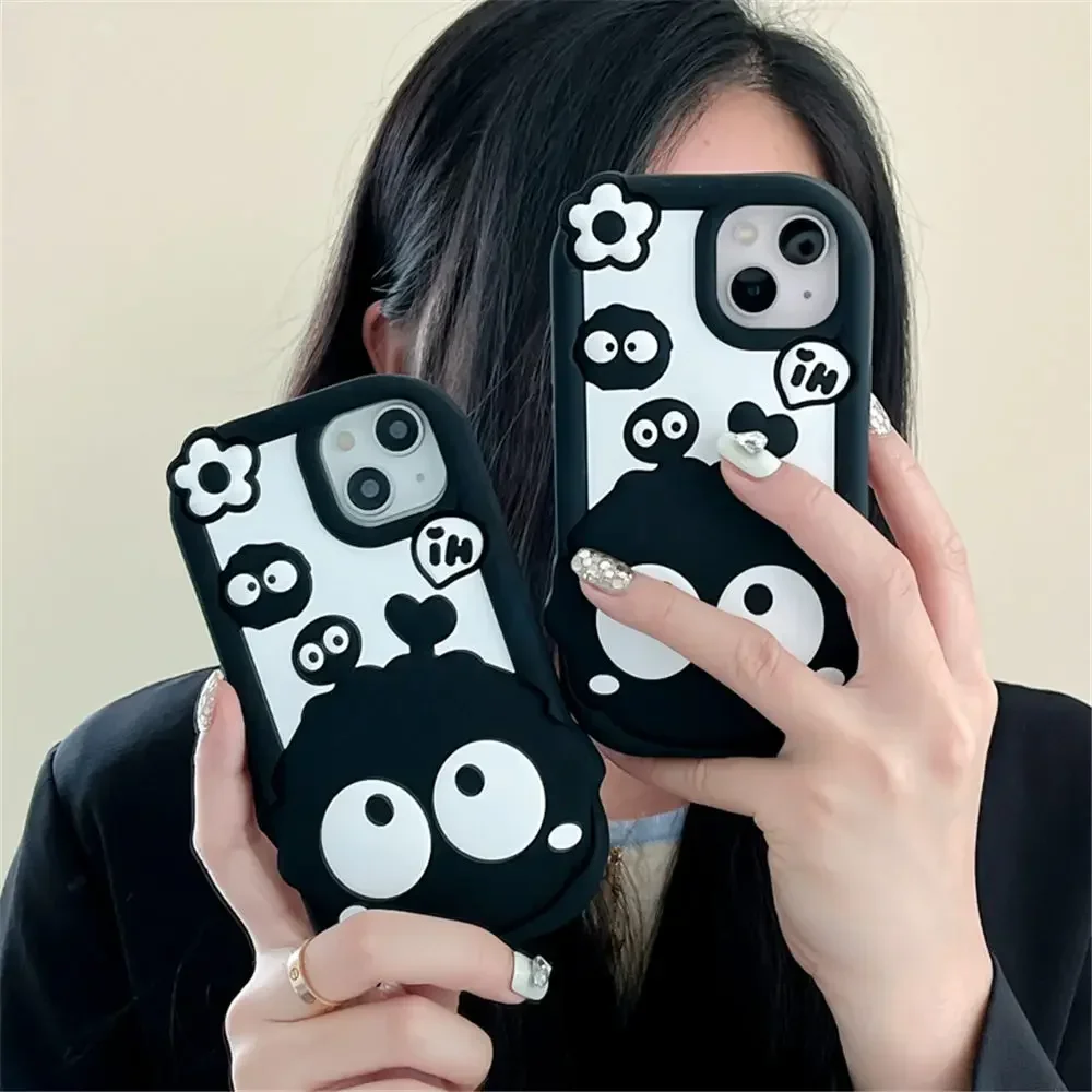 Shockproof Slim Case for IPhone 11 12 13 Pro Max 14 15 Cute 3D Coal Silicone Soft Cover Phone Case