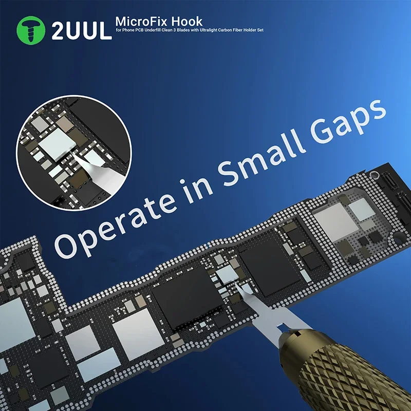 Imagem -04 - Faca Remoção 2uul-cola Gancho Microfix para Telefone Pcb Underfill Limpo Lâminas Suporte de Fibra de Carbono Ultraleve Da12