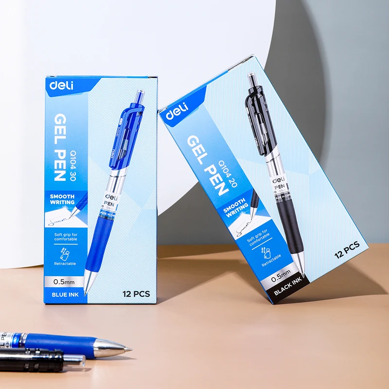 Deli einziehbarer Gel stift 0,5mm schwarz blau Farbe Kugelschreiber Schreib werkzeuge Schul bürobedarf Briefpapier Gel Tinten stifte