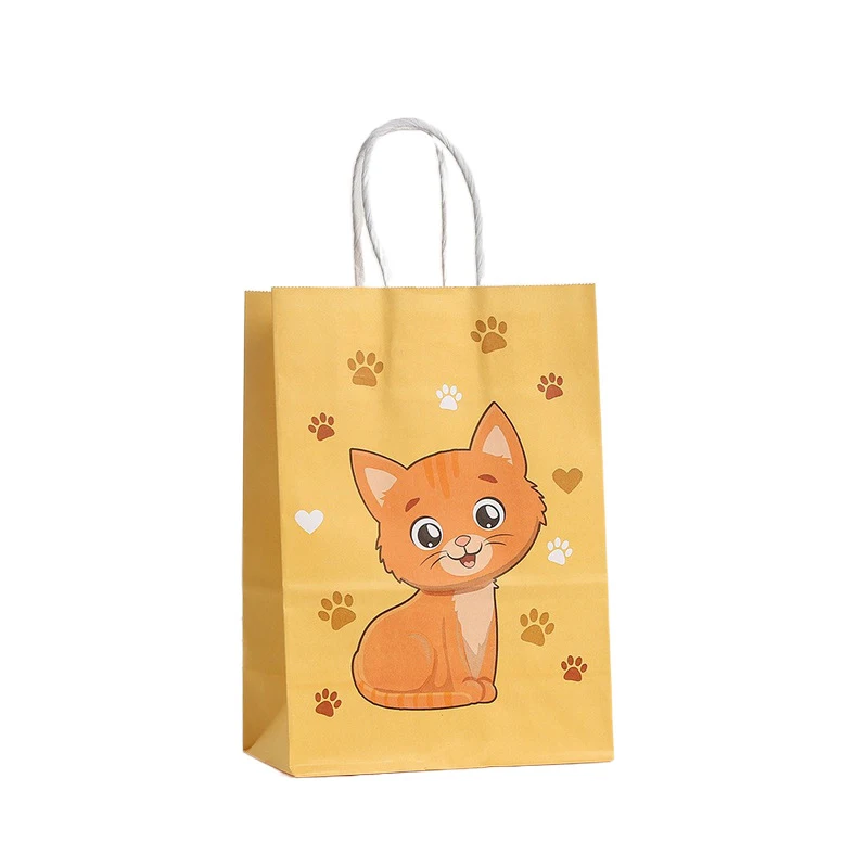 12/24Pcs Cartoon Katze Muster Geschenk Tasche Mit Griff Kinder Geburtstag Gunsten Tragbare Verpackung Einkaufstasche Baby Dusche partei Liefert – Detail 7