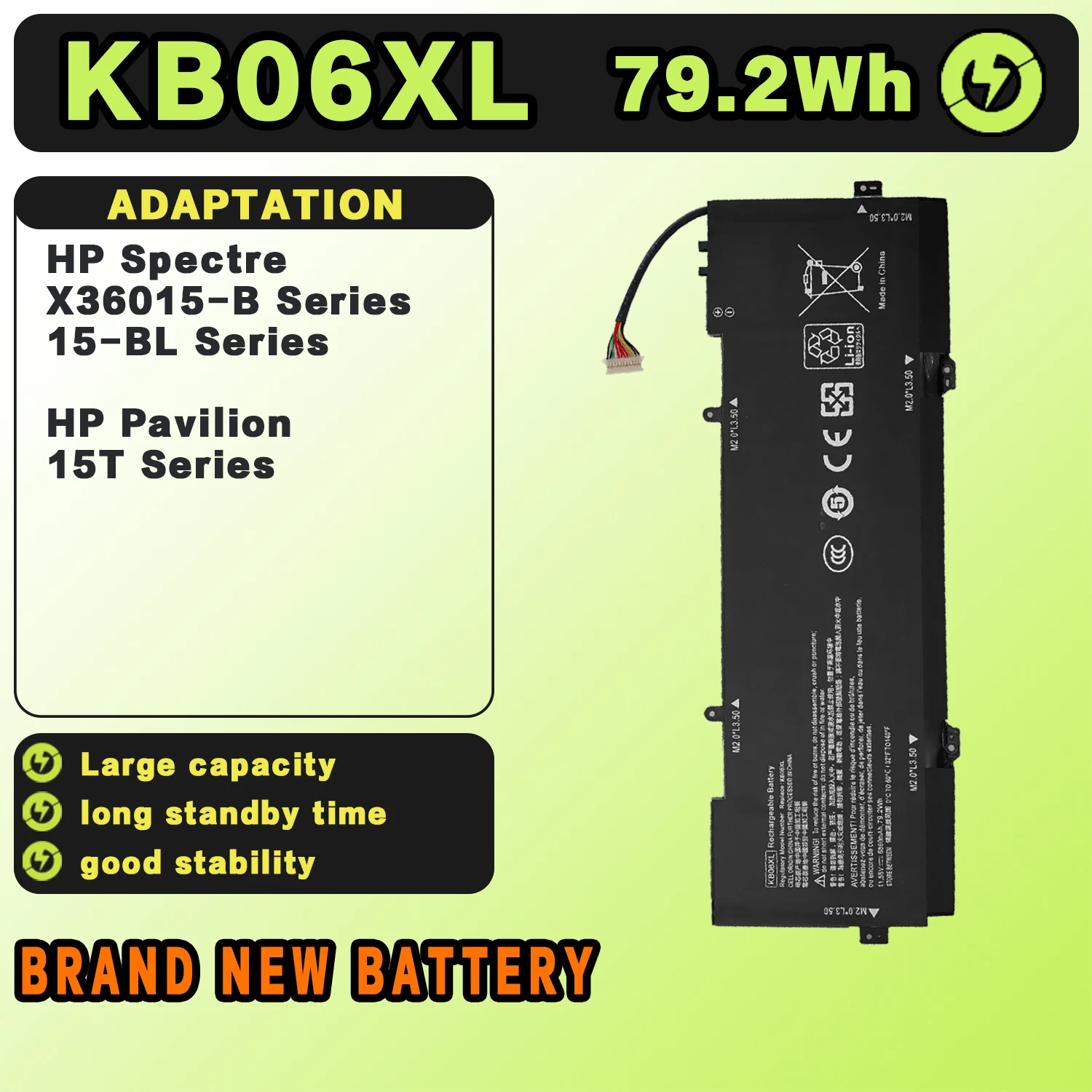 SAT KB06XL Laptop Battery Replacement 11.55V-79.2Wh for HP Spectre X360 15-bl002 Bl100 15-BL112DX 15-BL018CA TPN-Q179