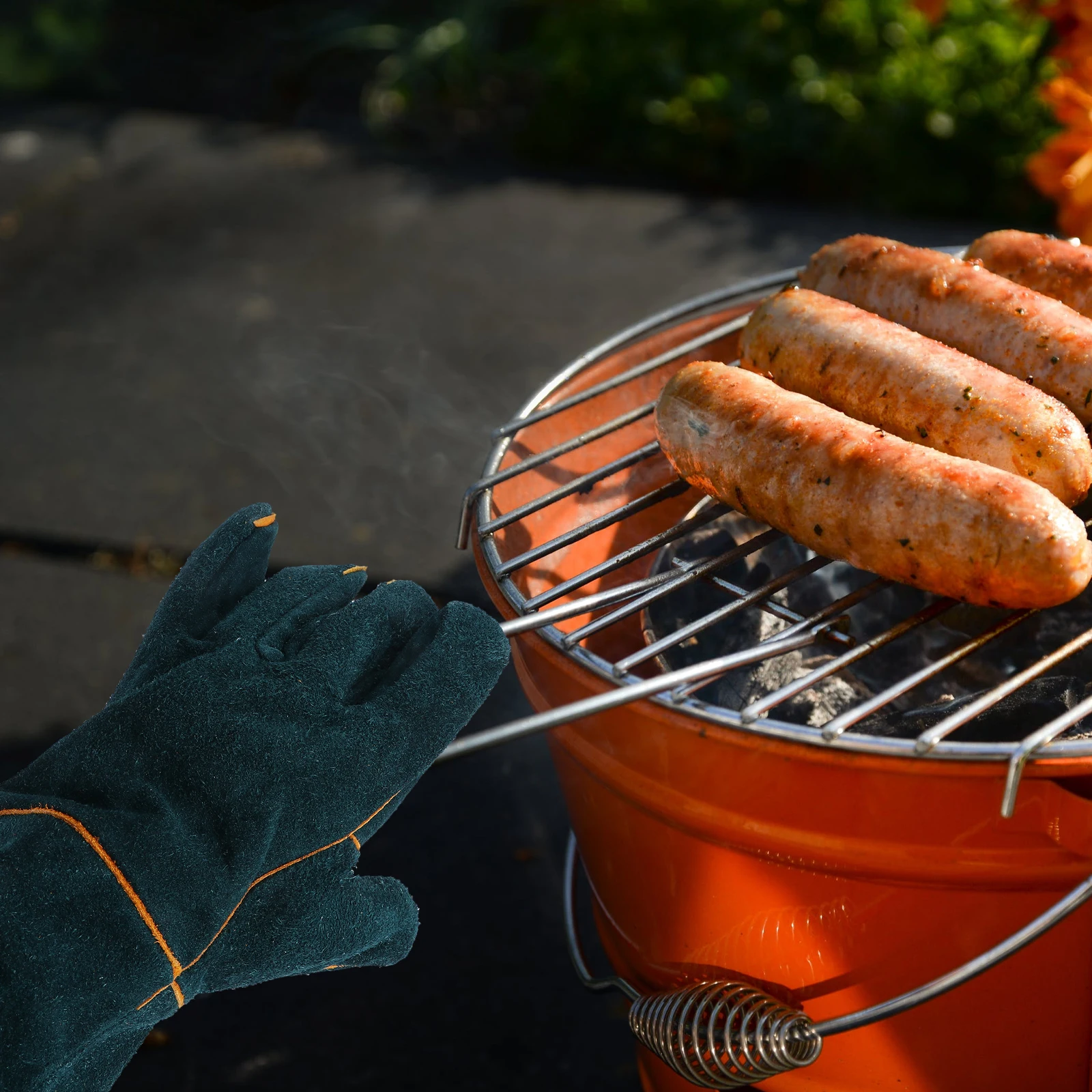 

Working Anti-Bite Fireproof Long Sleeve Green Welding Gloves Durable Heat Resistant Sturdy Cooking Soldering Outdoor BBQ