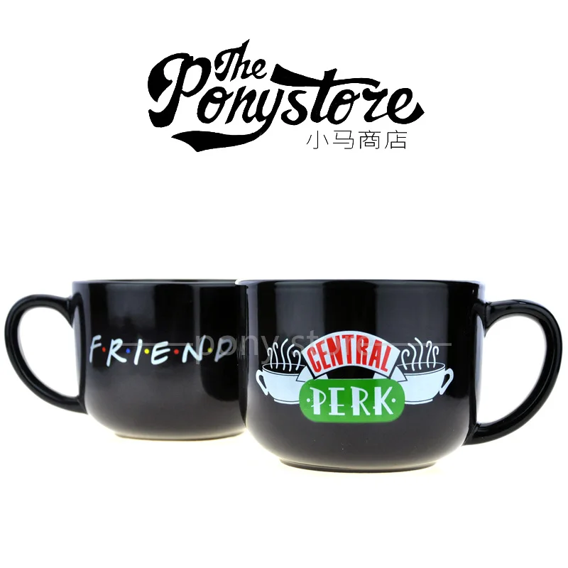 Friends Central Perk Ceramic Mug - Oversized for Coffee, Soup - Black - 24 oz