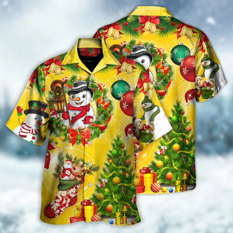 Christmas Hawaiian Shirts For Men 3D Cartoon Santa Claus Gingerbread Man Printed Shirt Men Women Adult Short Sleeve Lapel Blouse