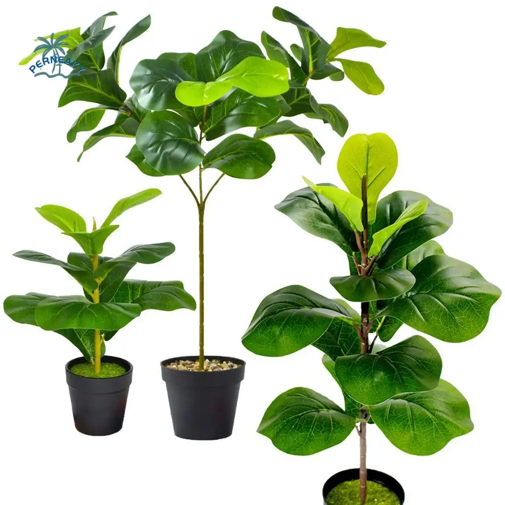 

Large Artificial Fiddle Leaves Fig Tree Plastic Vibrant Fake Ficus Tree Delicate Real Touch Artificial Violin Tree