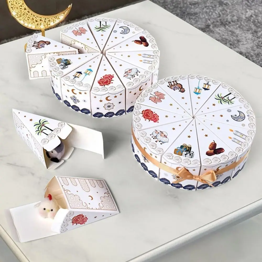 

10 Pieces/Bag Paper Cake Shaped Gift Box Triangular Cute Ramadan Gift Packaging Box Middle East Cookie Candy Treat Box