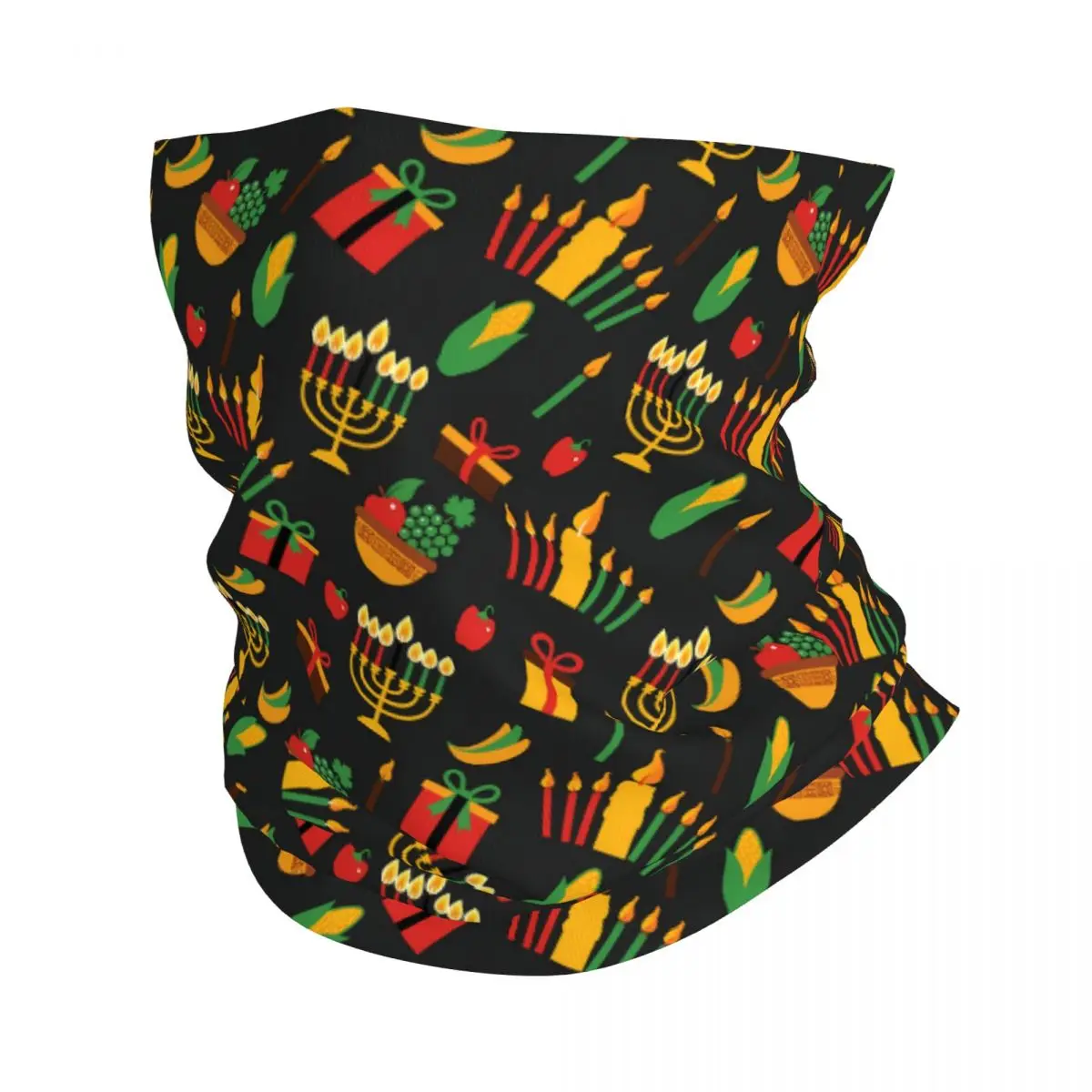 Traditional Colored Symbols Thin Bandana Neck Gaiter African Ethnic Wrap Scarf Headband Neck Cover