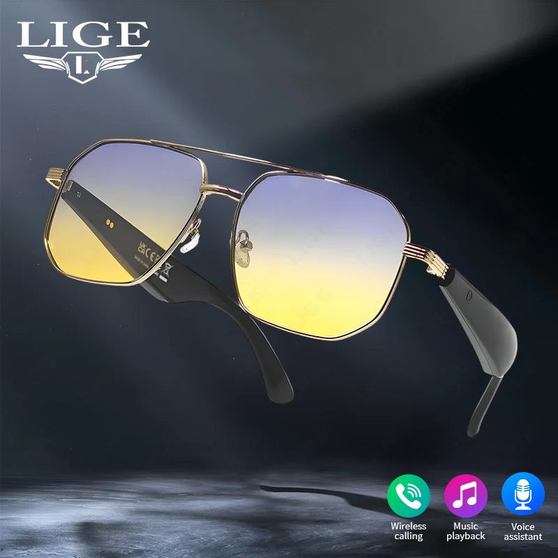

Lige Smart Glasses Smart Bluetooth Calling Glasses Travel Uv Protection Voice Assistant Waterproof Sunglasses Fashion Men Women