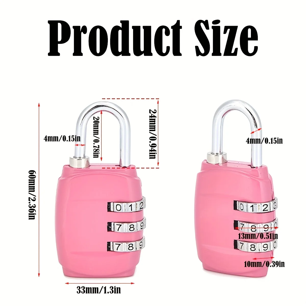 Mini Zinc Alloy 3-Digit Combination Padlock in Multi Colors, Security Password Lock for Luggage Suitcase Backpack Drawer Cabinet