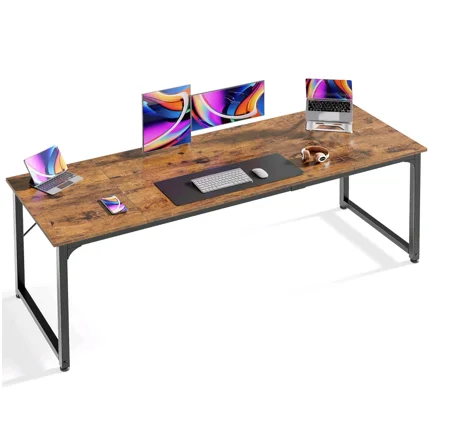 

！@Combohome Solid Wood Computer Desk, 70 Inch Office Desk, Gaming Desk with Storage