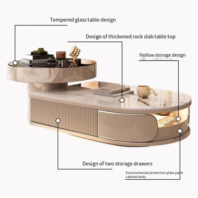 Luxury Design Coffee Table Storage Home Nordic Designer Entryways Side Table Space Saving Unique Mesa De Centro Sala Furniture - Image 6