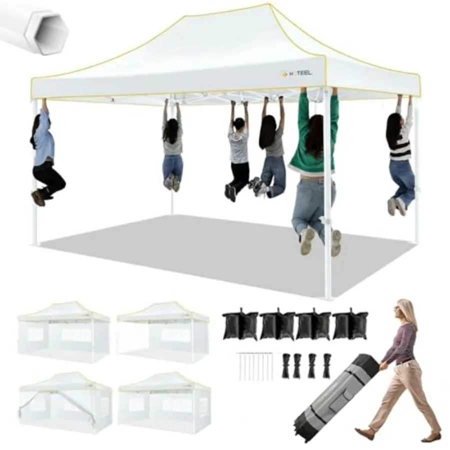 Pop up Canopy Tent for Parties. Ez Up Canopy with Sidewalls Waterproof and UPF 50+, Hexagonal Frame, Outdoor Commercial Instant