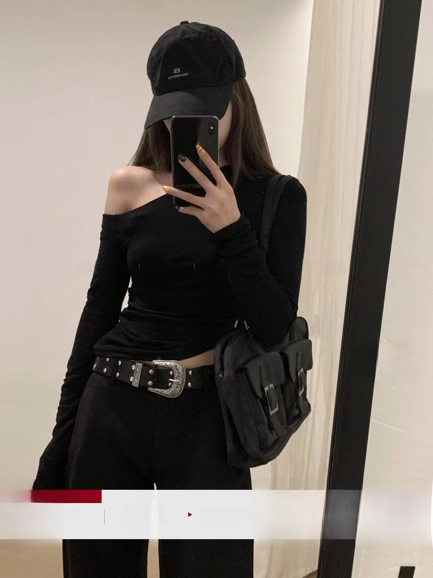 

LILI Miss Spicy Bla Асимметричная облегающая дизайнерская футболка с воротником Женская базовая футболка в Корейском стиле Long Sve на одно плечо